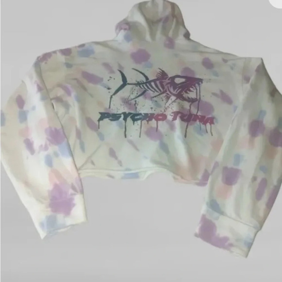 Psycho Tuna Tie Dye Cropped Hoodie sweatshirt. Size M - Picture 7 of 7